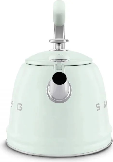 Ceainic cu fluier Smeg CKLW2001PG, 2,3 l, pentru plite cu inducție, mâner care nu se încălzește, oțel, verde pastel