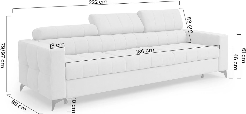 Canapea extensibilă Nardo - chenille gri Vibe 95