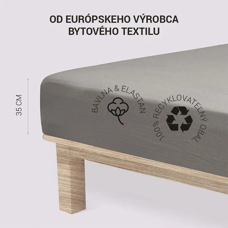 decoDoma Cearșaf elastic jersey cu elastan antracit 90 x 200 cm
