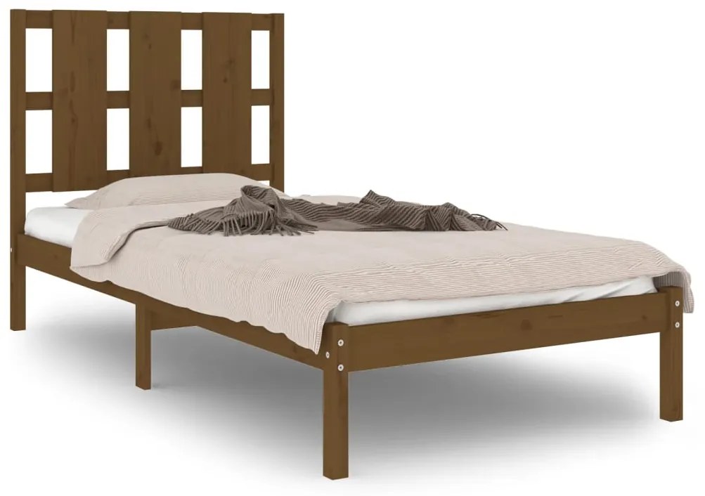 3105588 vidaXL Cadru de pat, maro miere, 90x200 cm, lemn masiv de pin