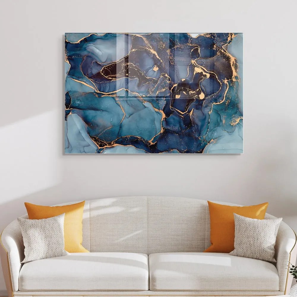 Tablou din sticlă 70x50 cm Dark Marble – Wallity