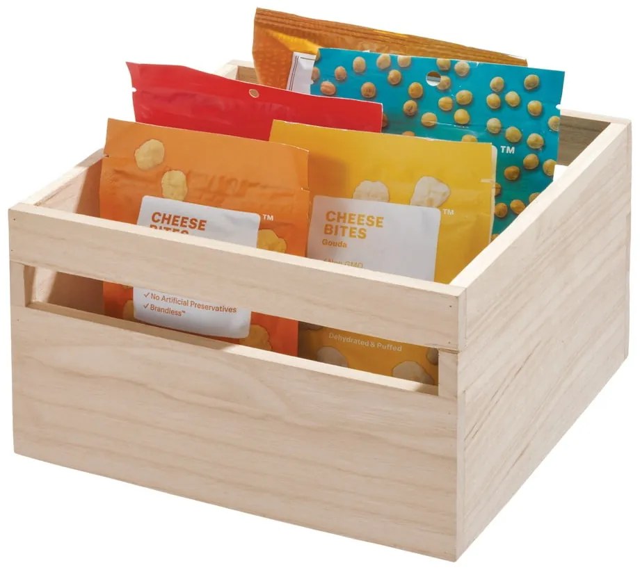 Cutie depozitare din lemn paulownia iDesign Eco Wood, 25,4 x 25,4 cm