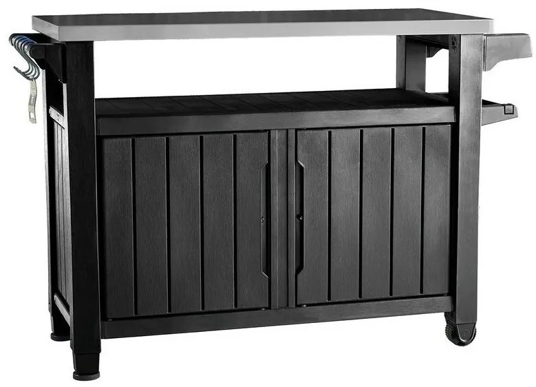 Masă multifuncțională pentru grătar de grădină Keter UNITY XL 270l grafit, 134 x 52 x 90 cm