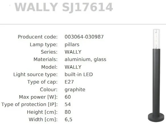 Stalp Exterior, Inaltime 80cm, Protectie IP54, WALLY