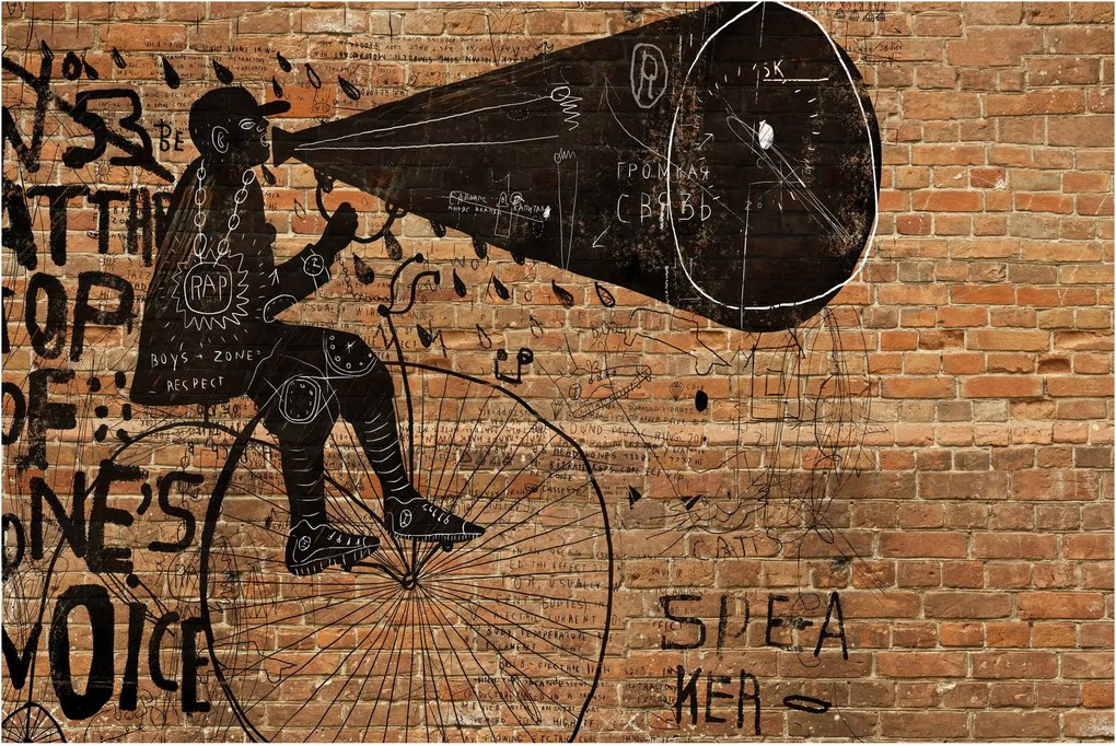 Tablou - Barbat cu biciclete stil Bansky (90x60 cm)