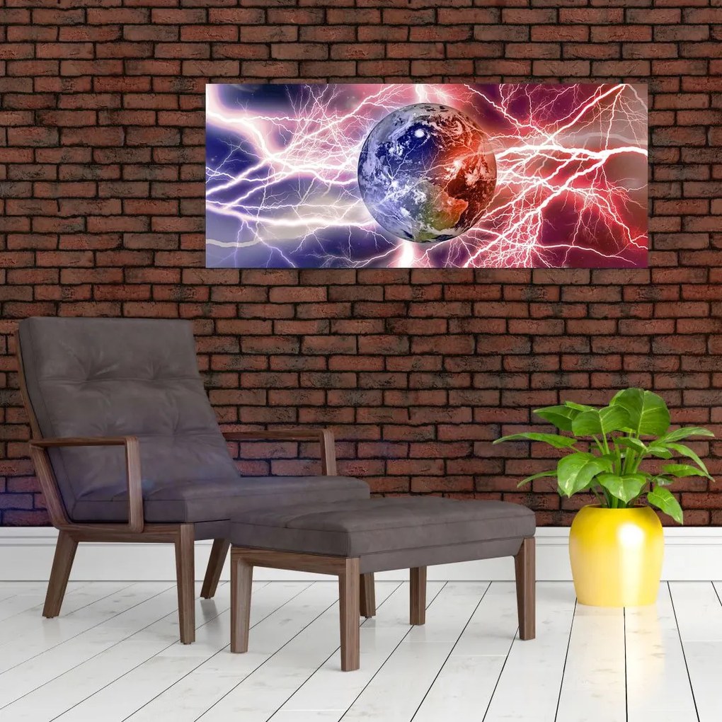 Tablou - Globul pământen în curenți (120x50 cm)