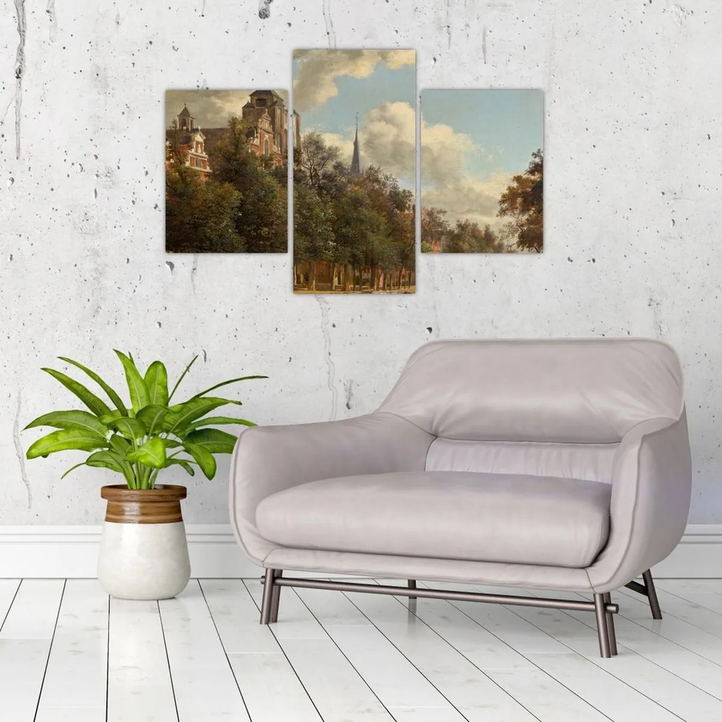 Tablou - Jan van der Heyden, View Down a Dutch Canal, reproducere (90x60 cm)