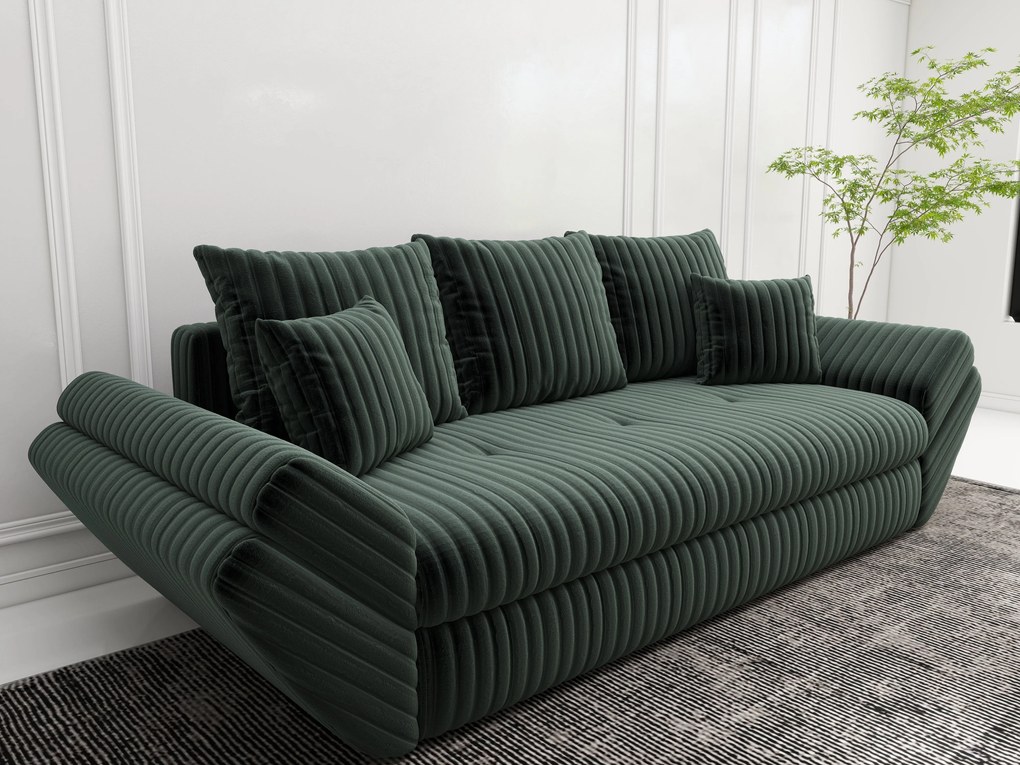 Canapea extensibilă dumonde cu ladă de depozitare si sezut confortabil din spuma high-density, Loana Ambience Green 250x100 cm