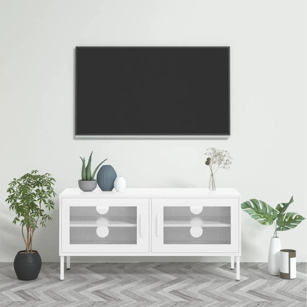 336242 vidaXL Comodă TV, alb, 105x35x50 cm, oțel