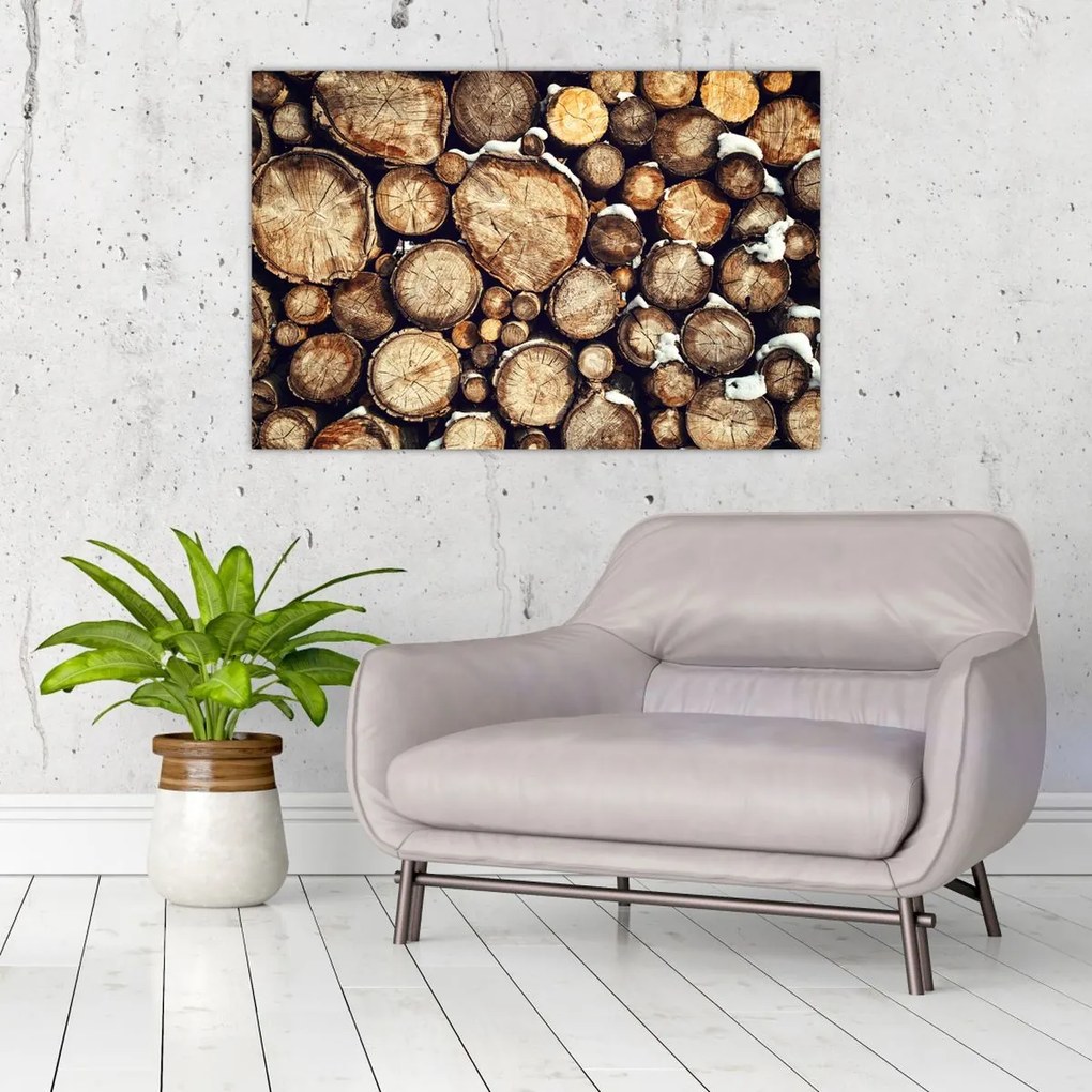 Tablou - Lemn în zăpadă (90x60 cm)