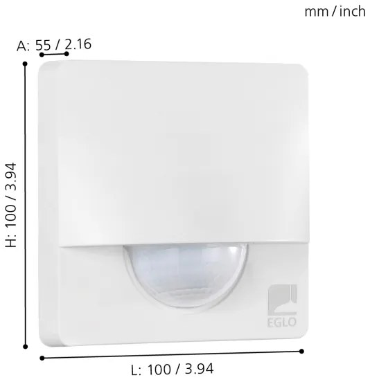 Eglo 97464 - Senzor de mișcare exterior DETECT ME 3, rază 12 m, alb, IP44