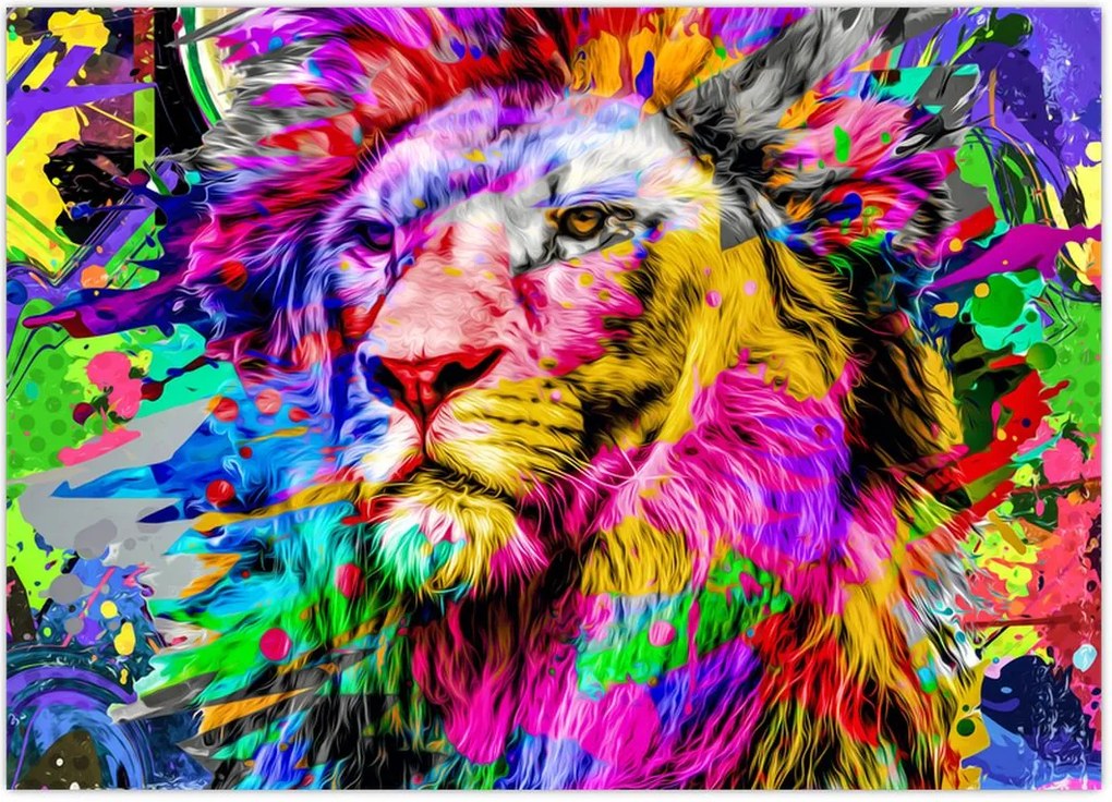 Tablou - 3D imaginea leului (70x50 cm)