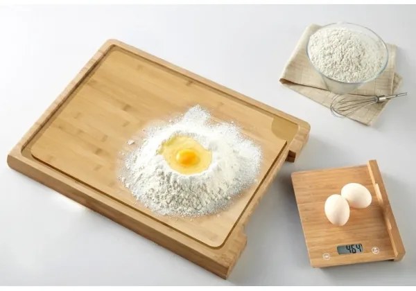 Cântar digital de bucătărie + tocător din lemn de bambus