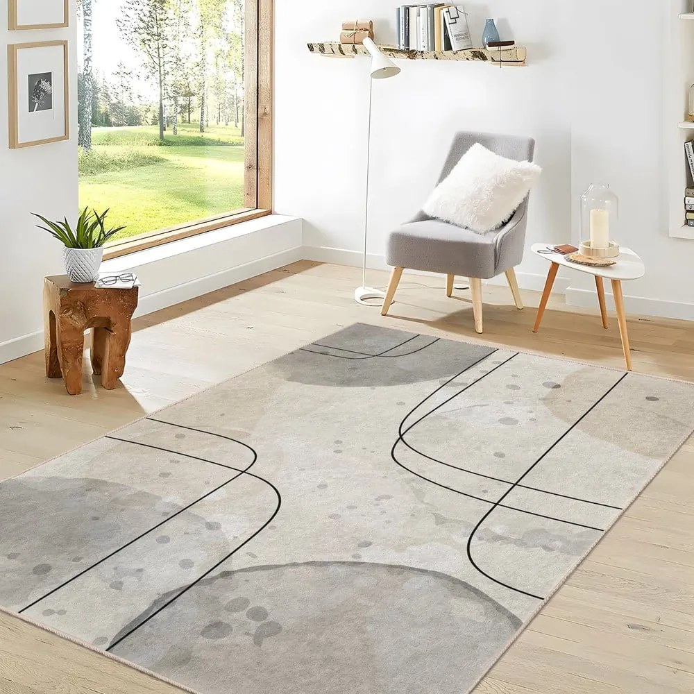 Covor gri/crem lavabil 80x150 cm Simple Lines – Mila Home