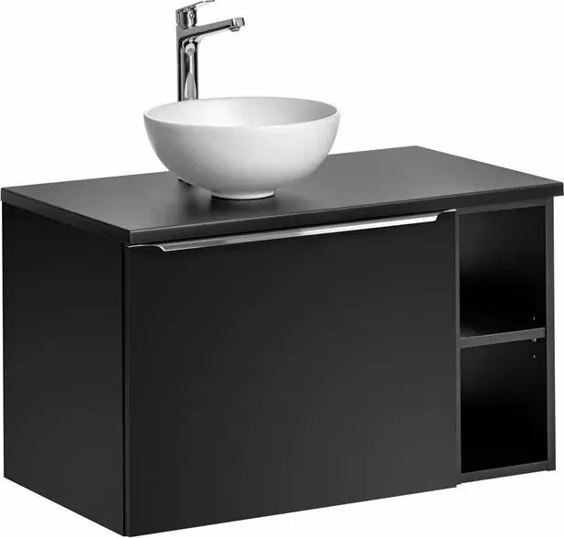 Set dulap baza suspendat 80 cm cu blat, lavoar si dulap suspendat Comad Santa Fe alb mat