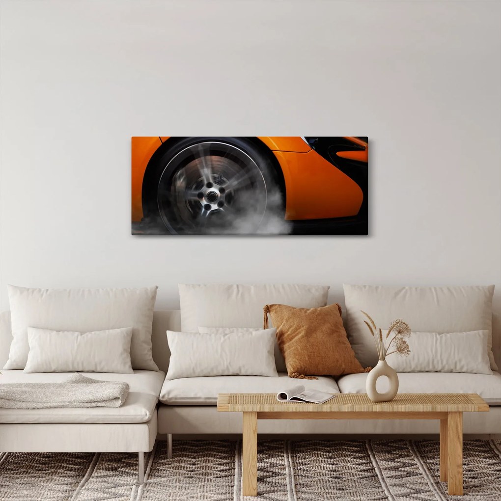 Tablou - Mașină sport portocalie (120x50 cm)