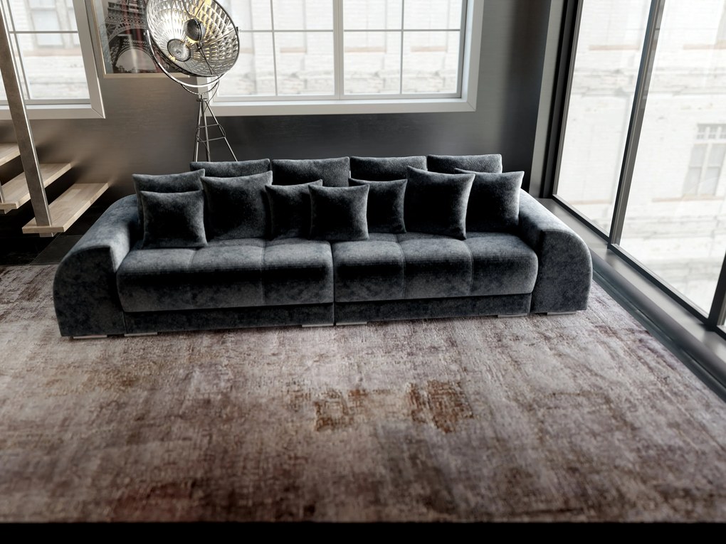 Canapea extensibilă dumonde cu 2 lăzi de depozitare si sezut confortabil din spuma high-density, Verona Euphoria Grafit 310x100 cm