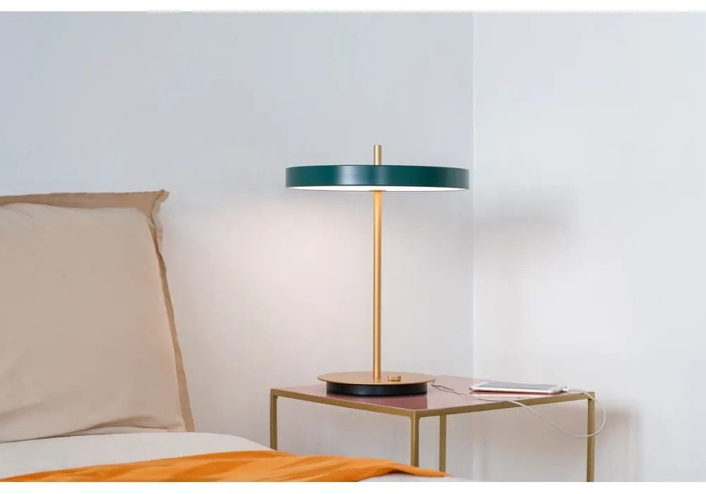 Veioză verde-închis LED cu intensitate reglabilă cu abajur din metal (înălțime 41,5 cm) Asteria Table – UMAGE