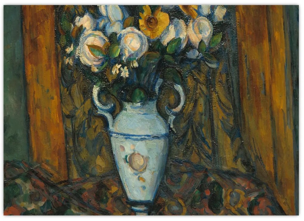 Tablou pe sticlă - Paul Cézanne, Vase of Flowers, reproducere (70x50 cm)