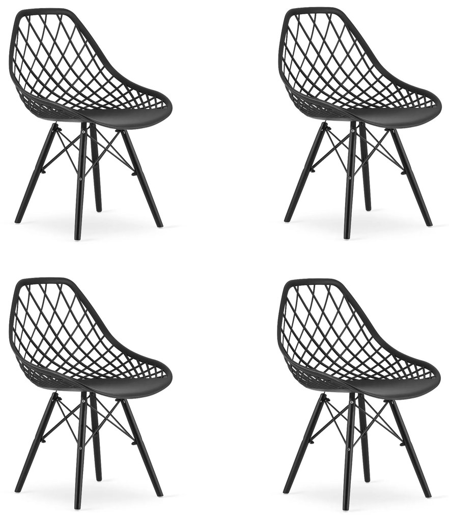 Set 4 Scaune Bucatarie/Dinig Sky Negre,Picioare Negre