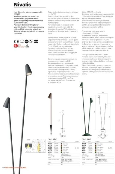 Redo 90712 - Lampă LED de exterior NIVALIS 2xLED/6,9W/230V 110 cm IP65 maro