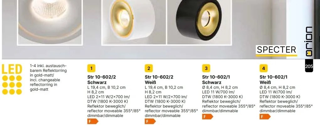 Spot LED directionabil aplicat tavan SPECTER negru