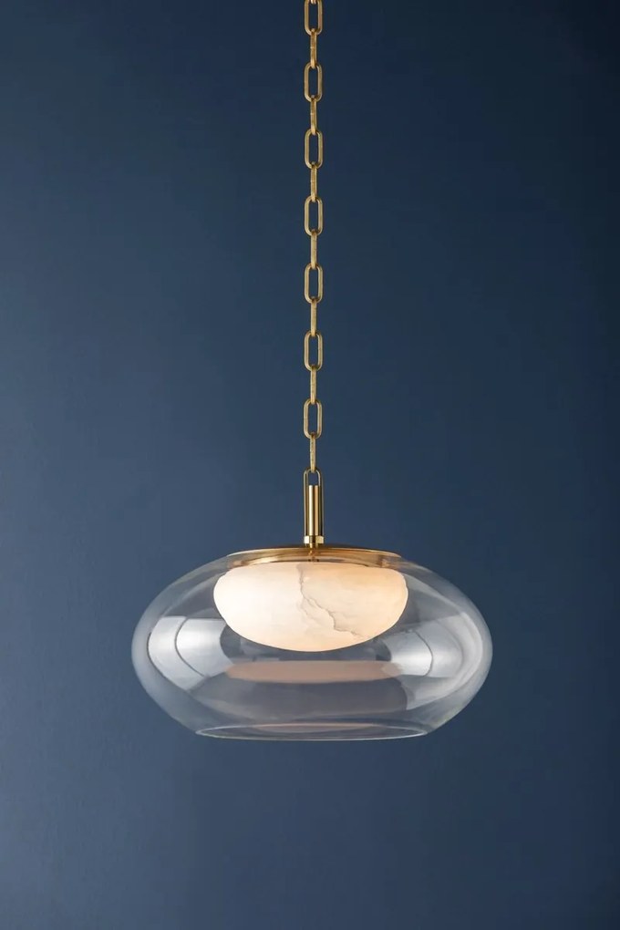 Lustra LED Suspendata, Sticla, Alabastru, Moore