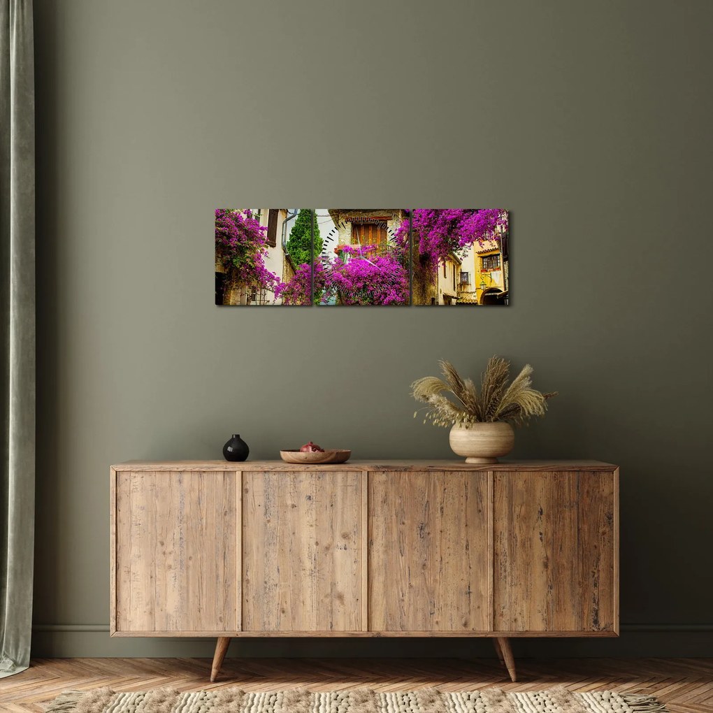 Tablou - Alee mediteraneană leneșă (cu ceas) (90x30 cm)