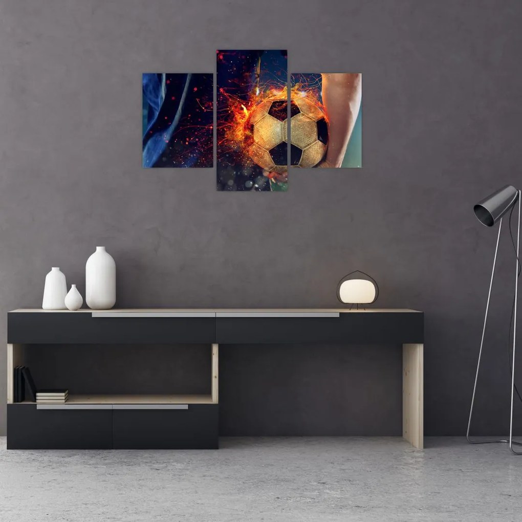 Tablou - Minge de fotbal în flăcări (90x60 cm)