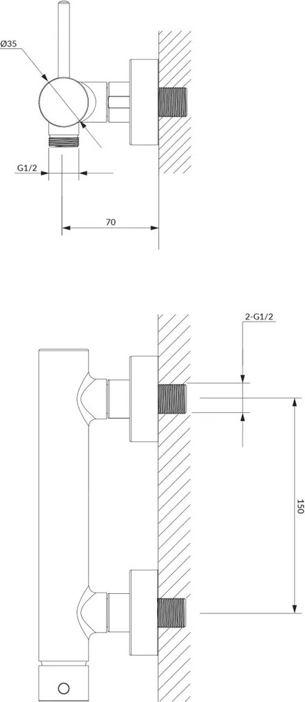Omnires Y baterie de dus perete    Y1240NI
