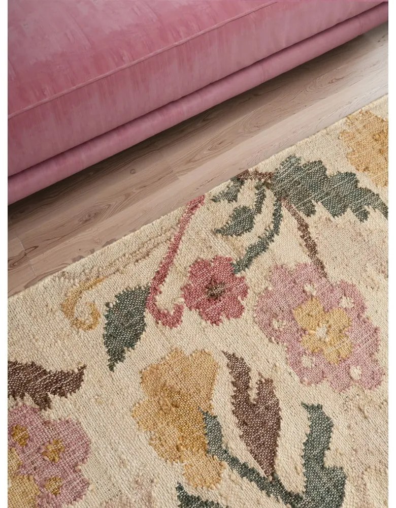 Covor tip traversă crem țesut manual din iută 80x200 cm Roya Violette – Elle Decoration