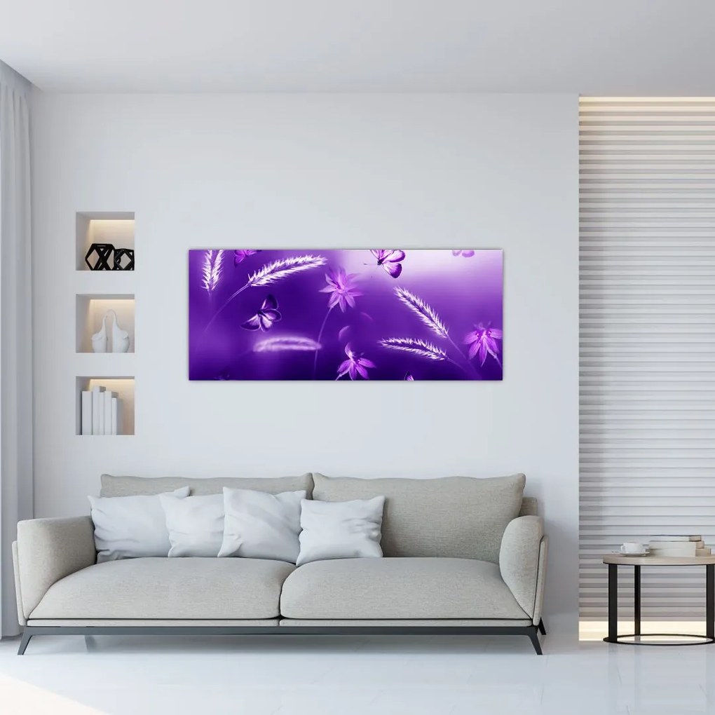 Tablou - Lunca cu fluturi (120x50 cm)