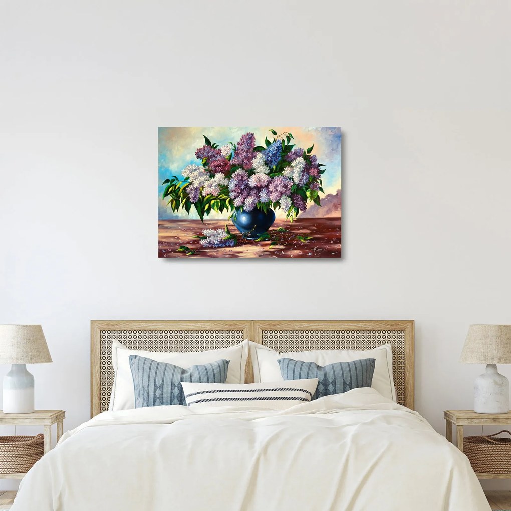Tablou pe sticlă - Buchet de liliac (70x50 cm)
