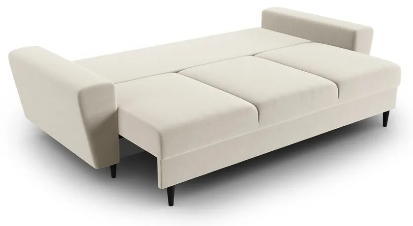 Canapea bej extensibilă, cu spațiu de depozitare cu tapițerie din catifea 235 cm Kyoto – Cosmopolitan Design