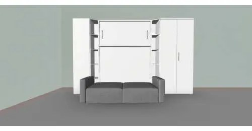 Set pat rabatabil dublu cu somiera inclusa,canapea si 2 dulapuri de 50 si 100 cm - ROYAL Wardrobes&Sofa Set (150X200)