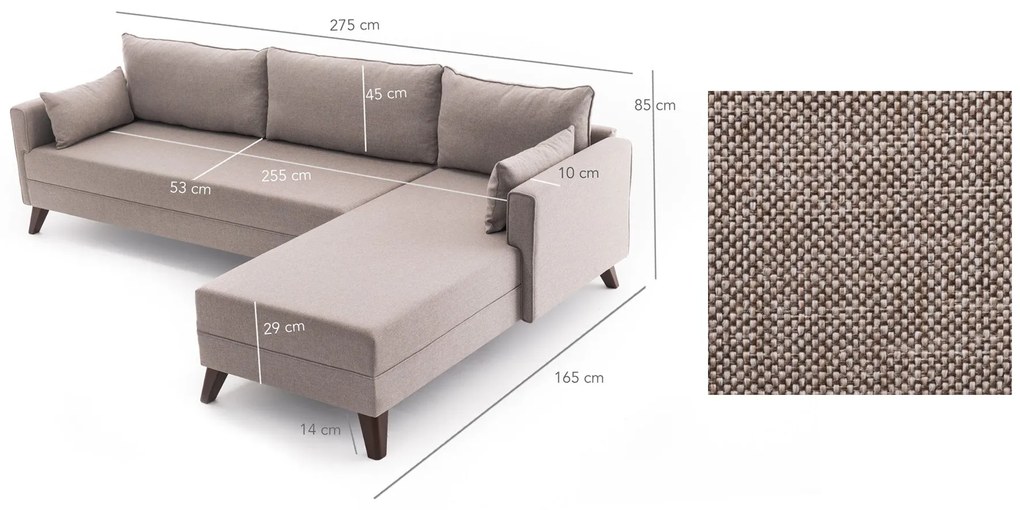 Canapea de colț Bella Corner Sofa Right 1 - Cream
