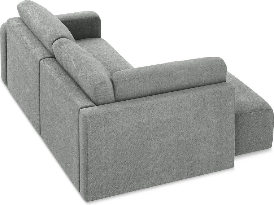 Colțar gri extensibil/cu spațiu de depozitare cu tapițerie din chenille (cu colț pe partea stângă/în formă de ”L”) Kona – Makamii