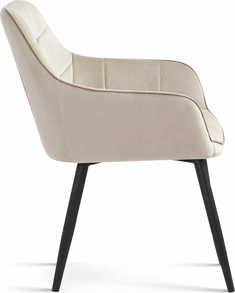 Scaun de masa VARSI VELVET cu picioare negre, bej