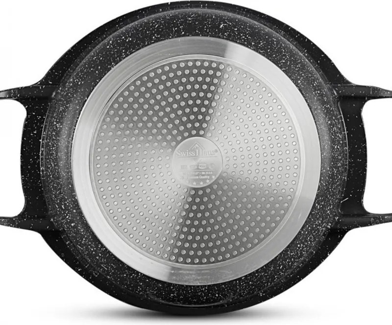 Oala cu capac Swiss Haus SH-MC24B, 4,3 l, 24 cm, Acoperire ceramica Sapphire, Cuptor pana la 220°C, Toate plitele inclusiv inductie, Negru