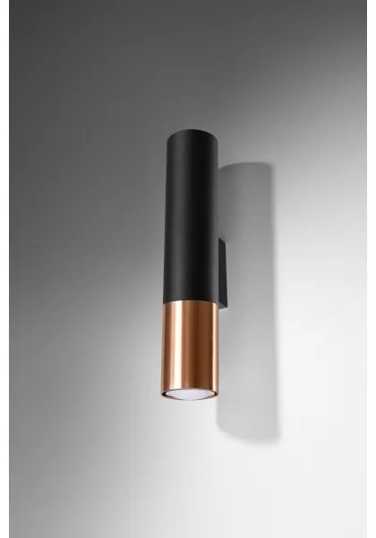 Aplică LOOPEZ 2xGU10/40W/230V neagră/cupru Sollux SL.0944