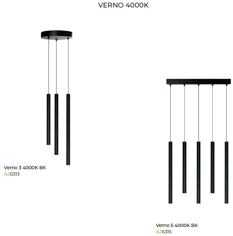 Lustra LED suspendata stil minimalist VERNO 5 negru 4000K