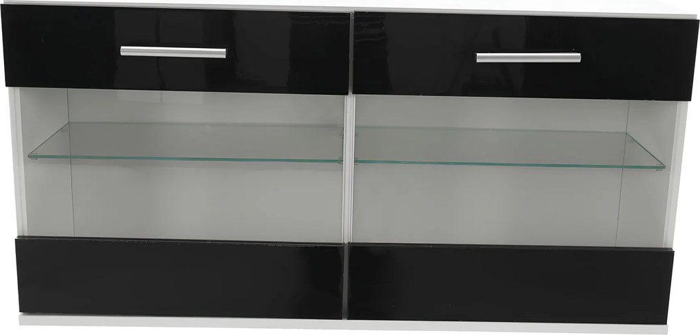 Mobilier living, alb/extra strălucire neagră HG, LEO