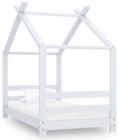 Cadru pat de copii, alb, 70 x 140 cm, lemn masiv de pin