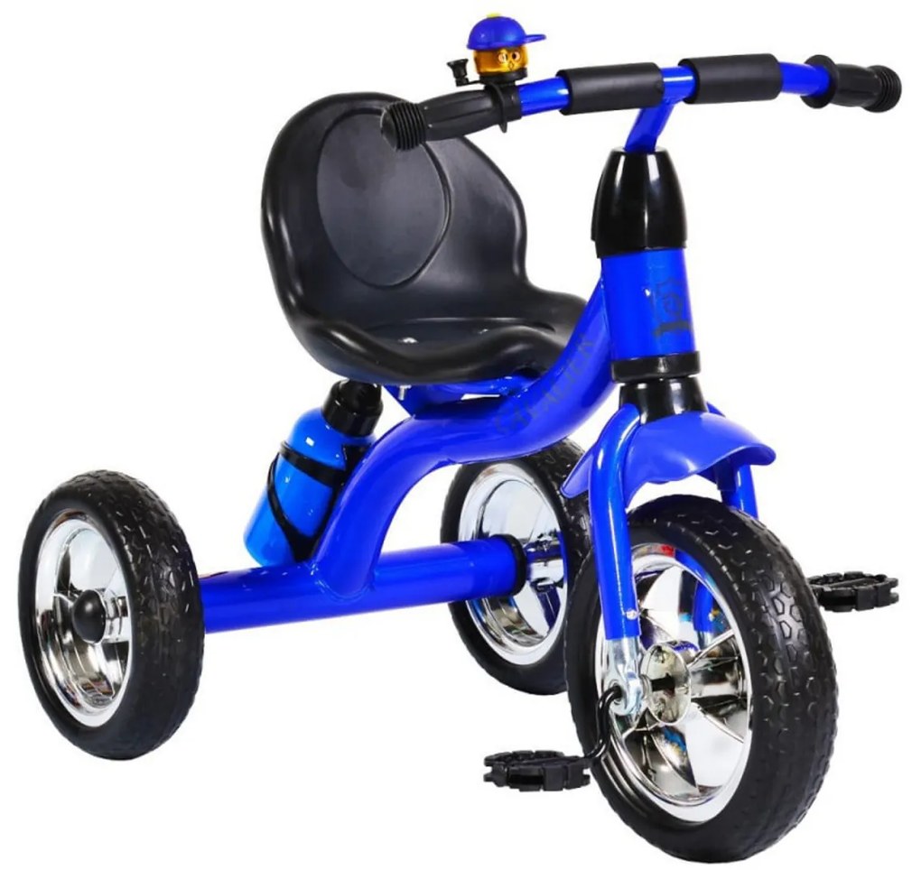 Tricicleta cu pedale NOVOKIDS™ Chavalier ,Cu sonerie si sticla de apa, max 20 kg, Roti din spuma cauciucata EVA, Cadru metalic, Dimensiuni 75X54X46