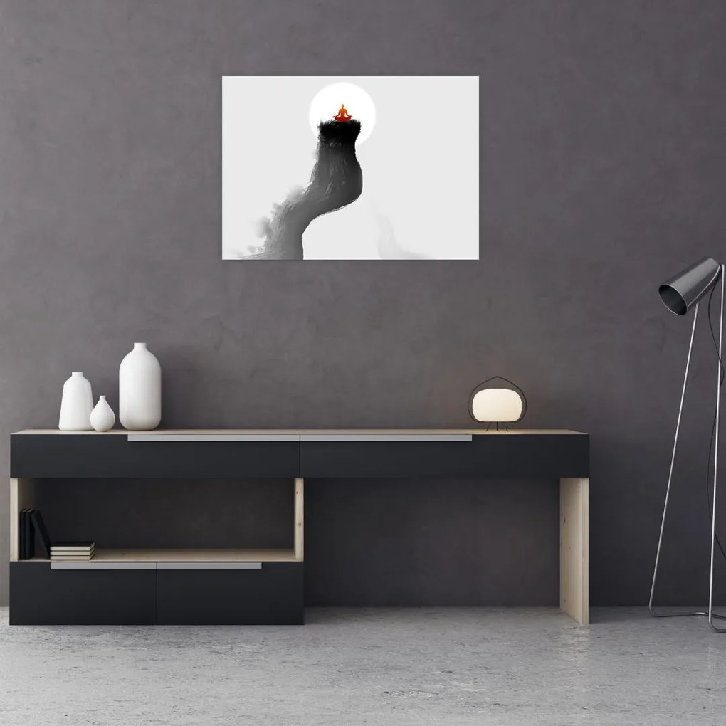 Tablou pe sticlă - Meditație în vârf (70x50 cm)