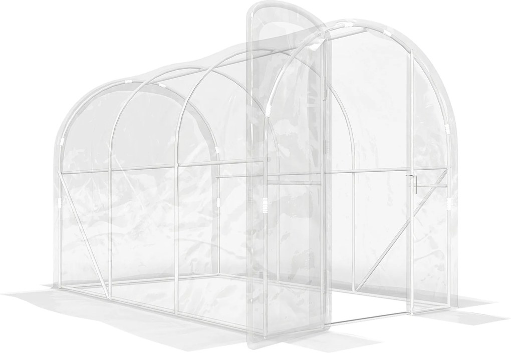 Outsunny Seră tunel de grădină 3 x 2 x 2 m 6 m² cu ușă pe balamale, prelată PE 150 g/m² pentru Legume, Plante, Flori | Aosom Romania