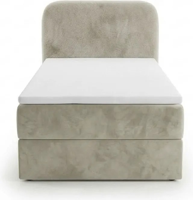 Pat tapițat boxspring FORENA 90x200 cm crem Saltea: Saltea cu arcuri Bonell