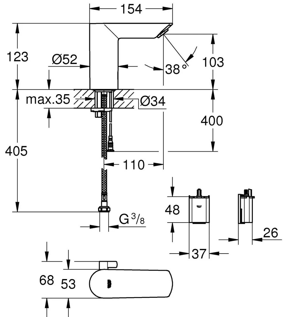 Grohe BauCosmopolitan baterie lavoar stativ electrica crom 36451000