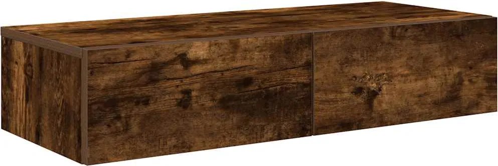 vidaXL Raft de perete cu sertare Stejar afumat Lemn prelucrat