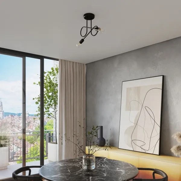 Lustră aplicată Sollux SL.1472 LOOP 2xE27/15W/230V negru